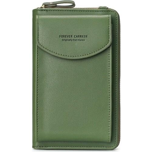 Classic Solid Color Ladies Large Capacity Messenger Purse Fashion Leather Female Mobile Phone Bag Women Single Shoulder Wallet