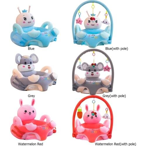 Sofa Set Support Seat Cover Baby Plush Chair Cartoon Learning Sit Plush Chair Toddler Nest Puff Washable With Rod & Toys No Fill