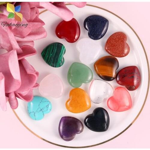 Natural Stone Crystal Quartz Beads Decoration Wholesale Love Heart 50pcs 20mm No Hole Purple DIY Charms DIY For Jewelry Make
