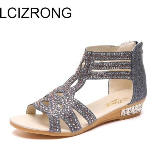 LCIZRONG Wedges Hollow Roma Sandals for Women Summer Fashion Beach Sandals Shoes Ladies Wedge 3CM Heels Girl Walking Shoes