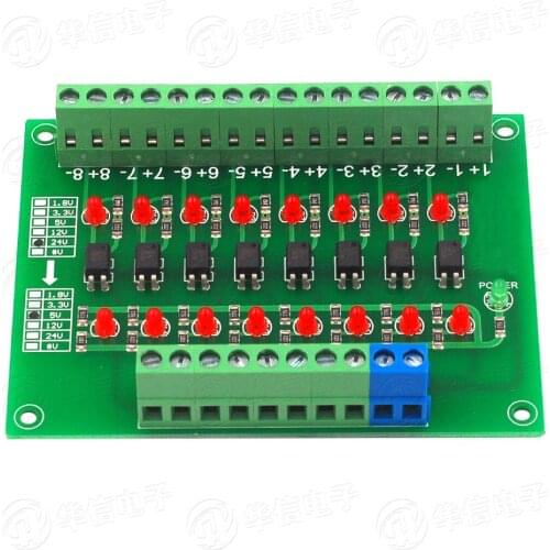 DST-1R8P-N 8 Channel Optocoupler 24V to 5V Isolation Module PLC Signal Level Voltage Conversion Board for Arduino