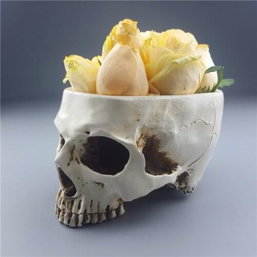 MRZOOT Skull Flower Vase Gothic Resin Head Fruit Plate Container Storage Tank Macetas Human Garden Pots Ashtrays