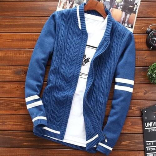 Men sweater coat cardigan zipper 2021 autumn and winter Korean style trend male thin student sweater fashion teenage boy M14