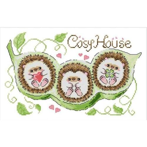 Cross Stitch Stamped Kits Printed Embroidery Cloth Needlepoint Kits Easy Patterns for Pea House 11CT 44X28cm