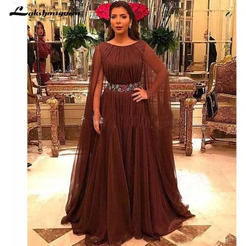 Cloak Long Sleeves Mother of the Bride Groom Dresses Brown Chiffon Formal Dress Evening Gown Mother Party dRESS be de soiree