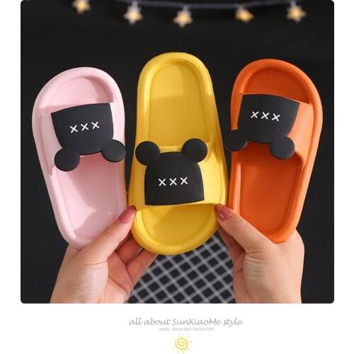 2021 new childrens sandals cute pop bear head indoor soft anti slip sandals boys and girls' baby shoes