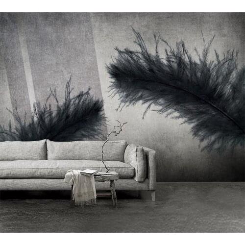 Beibehang Custom wallpaper fashion photo modern minimalist retro feather background wall living room bedroom wallpaper mural