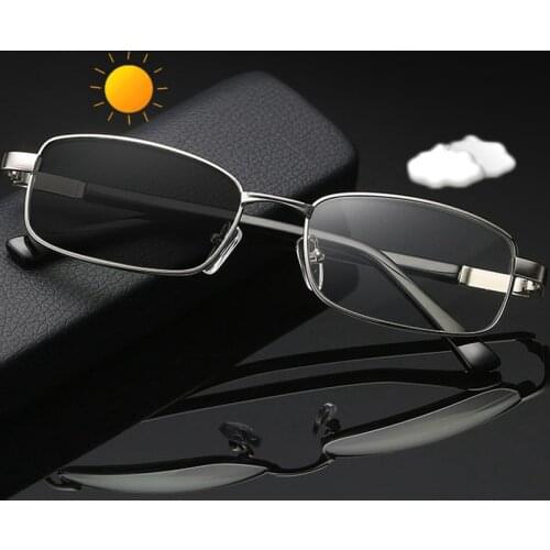 Metal Photochromic Reading Glasses Men Women Full Frame Presbyopic Optical Glasses Magnifier Eyeglasses Diopter +150 +200