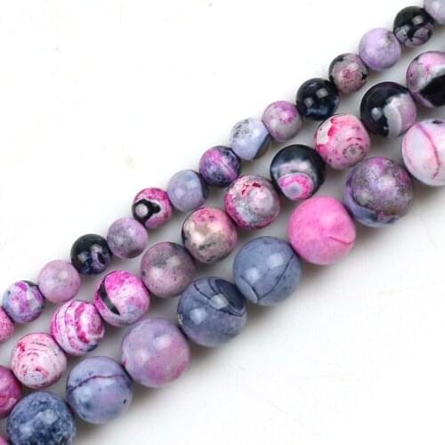 Fire Pink Agates Natural Stone 6/8/10MM glass Spacer Loose beads for Jewelry making bracelets DIY 15