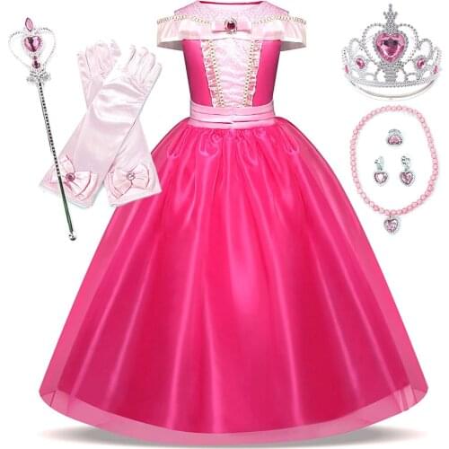 Girls Aurora Dress Kids Christmas Sleeping Beauty Costume Children Carnival Birthday Princess Party Clothes Girl Wedding Dress