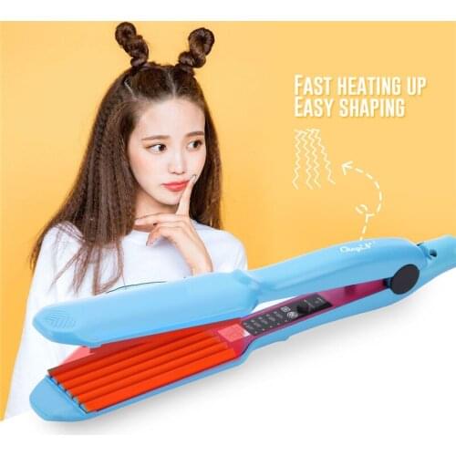 CkeyiN Professional Hair Straighteners Curler Temperature Control Flat Iron Corrugated Crimper Hair Curling Iron for Afro Curl