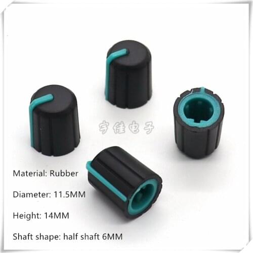 10 Piece 11.5*14MM rubber half shaft knob potentiometer rotary encoder volume switch knob suitable for D axis 6MM