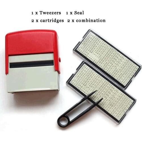 1 Set Self-Inking Stamp Set Customized Rubber Stamp Kit Personalise DIY Business Name Number Address Printing Stamp Tweezers Kit