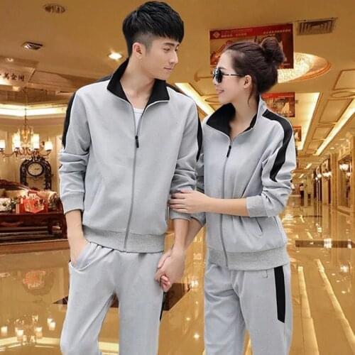 Spring Autumn Men Female Sportswear Tracksuit Zip Up Jacket Sweatshirt+pant Lovers Running Jogger Fitness Casual Set Sport Suit