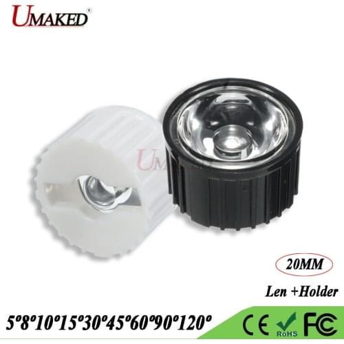 20MM Clear surface LED lens with Bracket Holder 5 8 15 30 45 60 90 120 Angle PMMA Optical lense for led Aquarium blub Spotlight