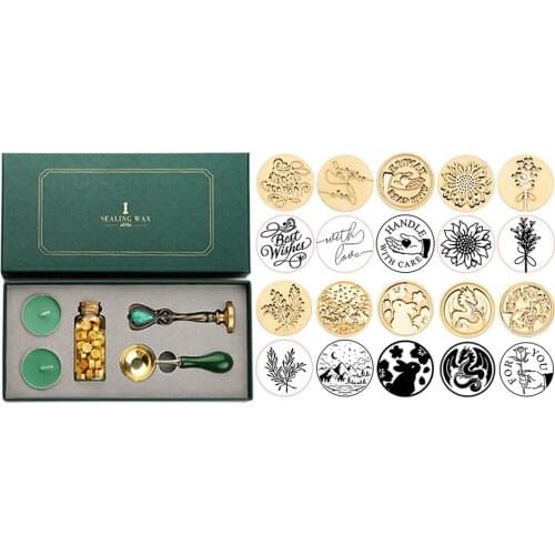 Vintage Detachable Spoon Stamp Gift Box Stamp Wax Seal Set DIY Wax Bead Scrapbooking Wedding Postcard Tool Sealing Wax Spoon Box