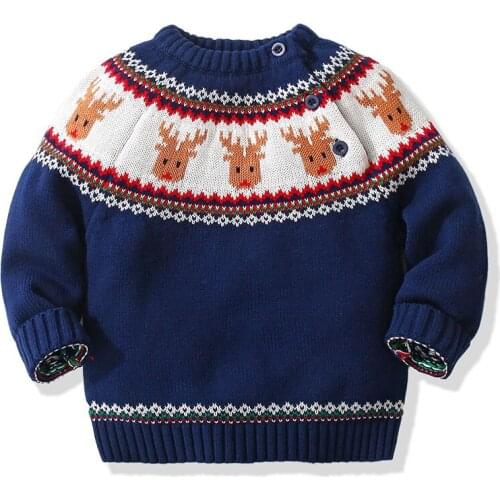 Christmas Elk Baby Girls Boy Long Sleeve Knit Sweater Autumn Winter Baby Kids Girls Boy Pullover Sweaters Childrens Clothes