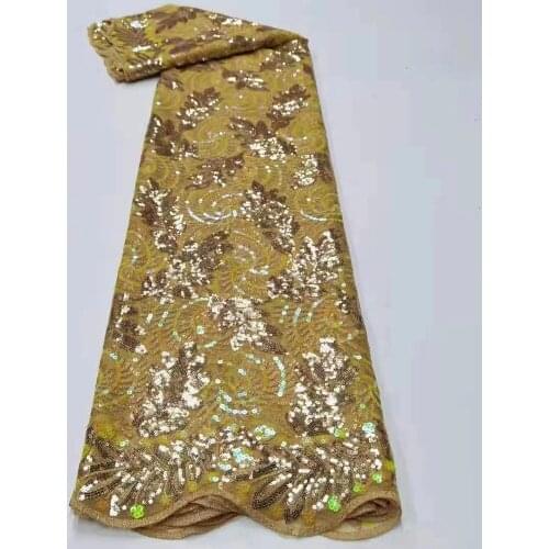 High Quality Lace Fabric Color Sequin Embroidery French Tulle Mesh Sewing Supplies Design Wedding Dress Skirt 5 Yards Wholesale