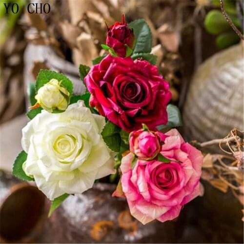 YO CHO real touch rose artificial flower party supplies flower home decor flower wedding bouquet flower Romantic gift silk rose