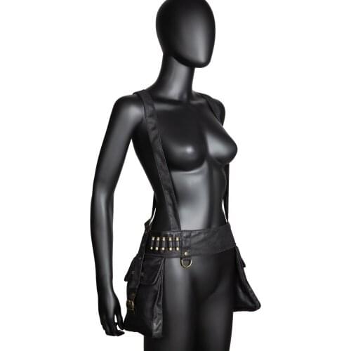 Women Black Waist Bag Fashion Leather Waist Belt Bag Crossbody Chest Bags Girl Fanny Pack Small Phone Pack Shoulder Strap Packs