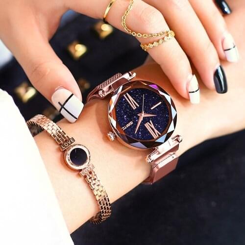 2018 Luxury Rose Gold Women Watches Starry Sky Roman Quartz Lady Watch Stainless Steel Dress Wristwatch reloj mujer montre femme