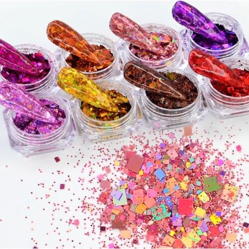 1pcs Nail Glitter Holographic Laser Nail Powder Flake Manicure Ultra Thin Nail Art Sequin Chrome Pigment