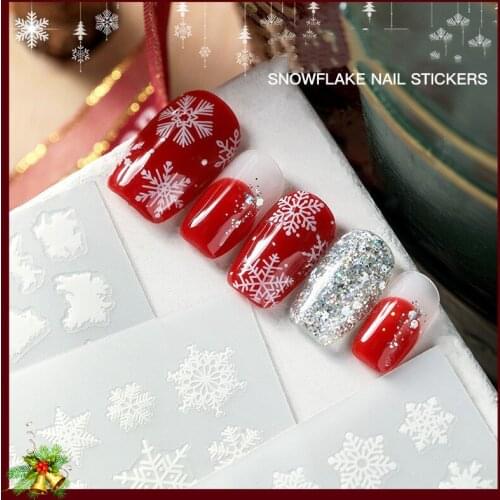 1 Pcs Nail Transfer Film White Snowflake Winter Manicure Sticker Decal Christmas Nail Art Decoration