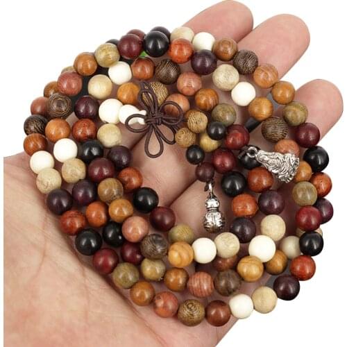 108 Beads 6/8mm Variety of Sandalwood Tibetan Buddhist Prayer Beads Bracelets Buddha Mala Rosary Wooden Charm Bracelet wholesale