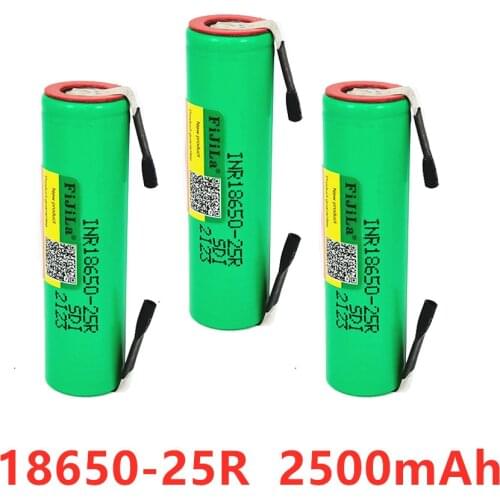 2/3/4/6/10 PCS 100% Original For Samsung 18650 2500mah battery INR18650 25R 20A discharge lithium batteries+ DIY Nickel