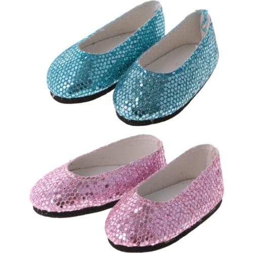 2 Pair of Sequins Shoes for 14inch Doll Dress up Accessory Girl Gifts