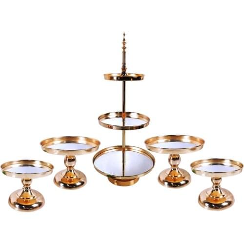 2pcs-5pcs mirror Wedding Decoration 2 or 3 Tier Cupcake Display Gold Metal Cake Stand
