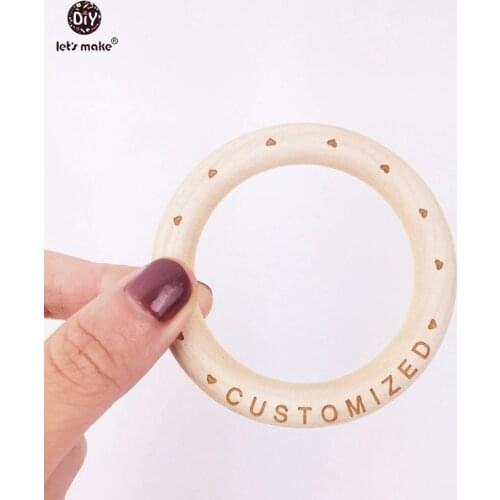 Lets Make Baby Wooden Ring 70mm Wooden Bracelet 20PCS Customized Wood Teether Natural Maple Baby Bracelet Teether for Baby