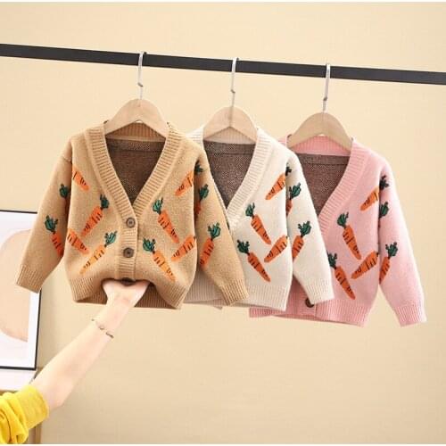 2021 Spring Autumn New Childrens Cardigan Sweater Baby Boys and Girls Korean Carrot Button Sweaters Jacket Toddler Outwear 2-6Y