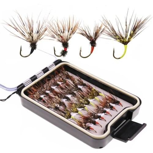 24PCS 12# Assorted Pattern fly Case Set Tenkara Flies Baits in Waterproof Fly Box Ultra Sharp Hook For Trout Bass Fishing