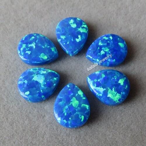 50pcs/lot 8x10mm Drilled Pear Opal &Teardrop Cut Fire Opal Synthetic Drop Cabochon Opal for Necklace