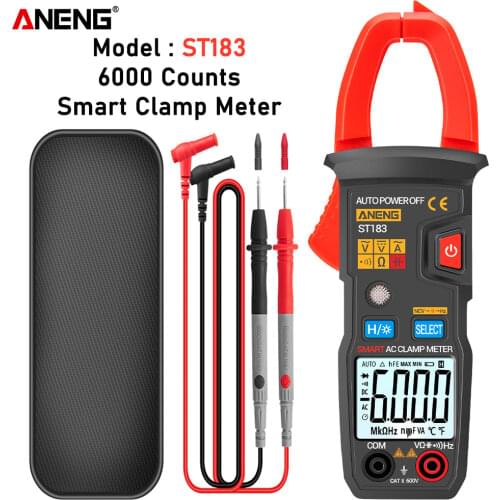 ANENG ST183 Data Show Digital Clamp Meter AC Current 6000 Counts True RMS Multimeter DC/AC Voltage Tester Hz Capacitance NCV Ohm