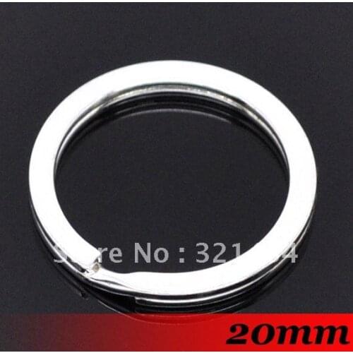 Free ship! 200PCS 20mm round shape Platinum Dull Silver Plated Tone Metal Split key chain and key ring accessory findings