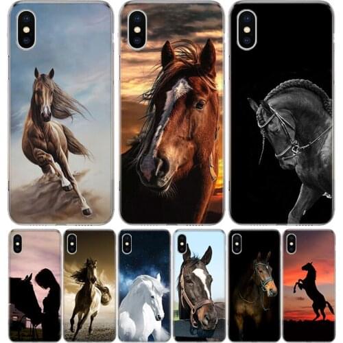 Horse Animal Cover Phone Case For iPhone 11 12 Mini Pro 7 6 X 8 6S Plus XS MAX + XR 5S SE 10 Ten Art TPU Coque Capa Shell