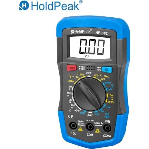 HoldPeak HP-36C Digital Mini Multimeter profesional Tester Manual Range Mmultimetro Diode HFE Tester AC/DC Voltmeter for cars