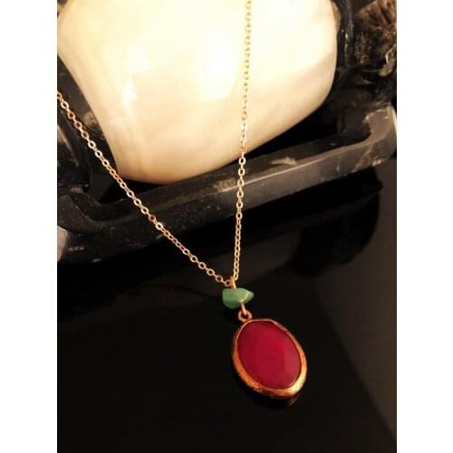 Dr Stone Natural Stone Women 'S Agate Stone Rose Gold Plated Necklace KRB359 372868712