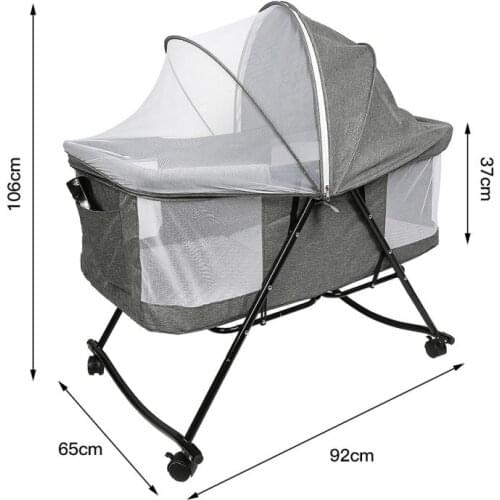 1set Baby Cradle Crib Newborn Bed Match With Large Bed Baby Shaker Bassinet Multi-Function Mobile Foldable With Mosquito Net HWC