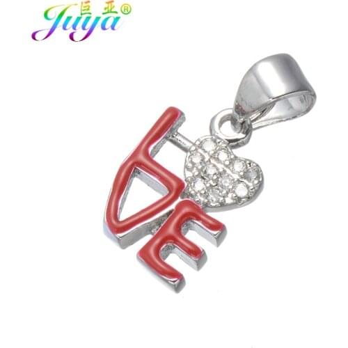 Enamel Jewelry Components Supplies Gold LOVE Suspension Charm Pendants Accessories For Women Men Bracelet Necklace Making