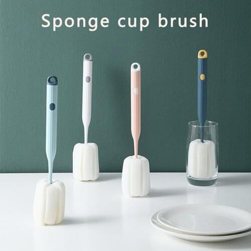 Sponge Brush With Handle Cup Cleaning Brush Decontamination Wineglass Bottle Coffe Glass Washing Sink Gap Brush Kitchen Tools