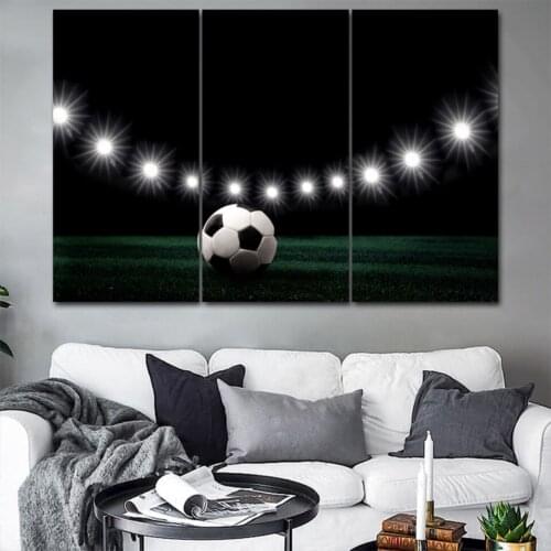 Football on the field 3pcs HD Canvas Painting Modern Home Decoration Living Room Canvas Print Painting Wall Decor Picture