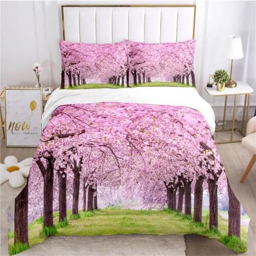Pastoral Style Bedding Set for Double Bed 3D Flower Digital Printing Comforter Duvet Cover Set King Bedclothes Bed Linen Set