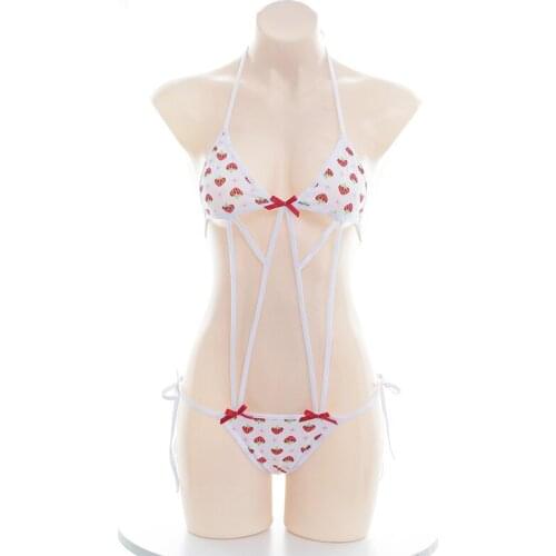 Sexy Womens Lingerie Servant Theme 3PCS Set Bra & Panties & Bow Tie Neckring Set Shimapan Bikini Black Cute Exotic Apparel