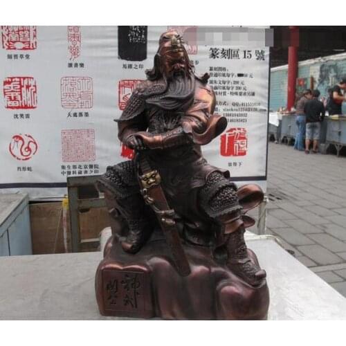 China red Copper Feng Shui Guan Yu statue creative crafts decoration