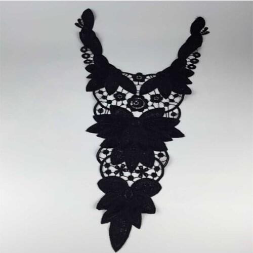 Fashion Applique Neckline Collar Venise Lace Trims Flower Craft Sewing Black
