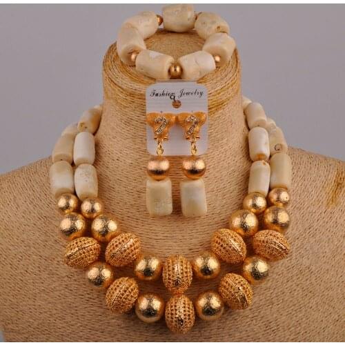 Fashion African Wedding Jewelry Sets White Coral Nigerian Beads Bridal Jewellery Set for Women New Design Necklace Set