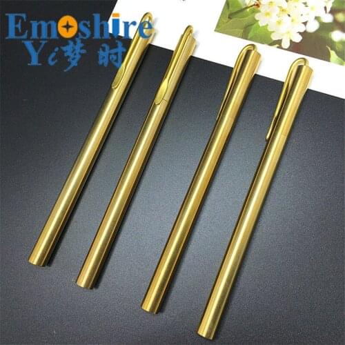 New Ballpoint Pen Clip Mirror Matte Brass Roller Ball Pen EDC Hand-made Brass Ballpoint Pen Retro Gel Ink pen for Business C084